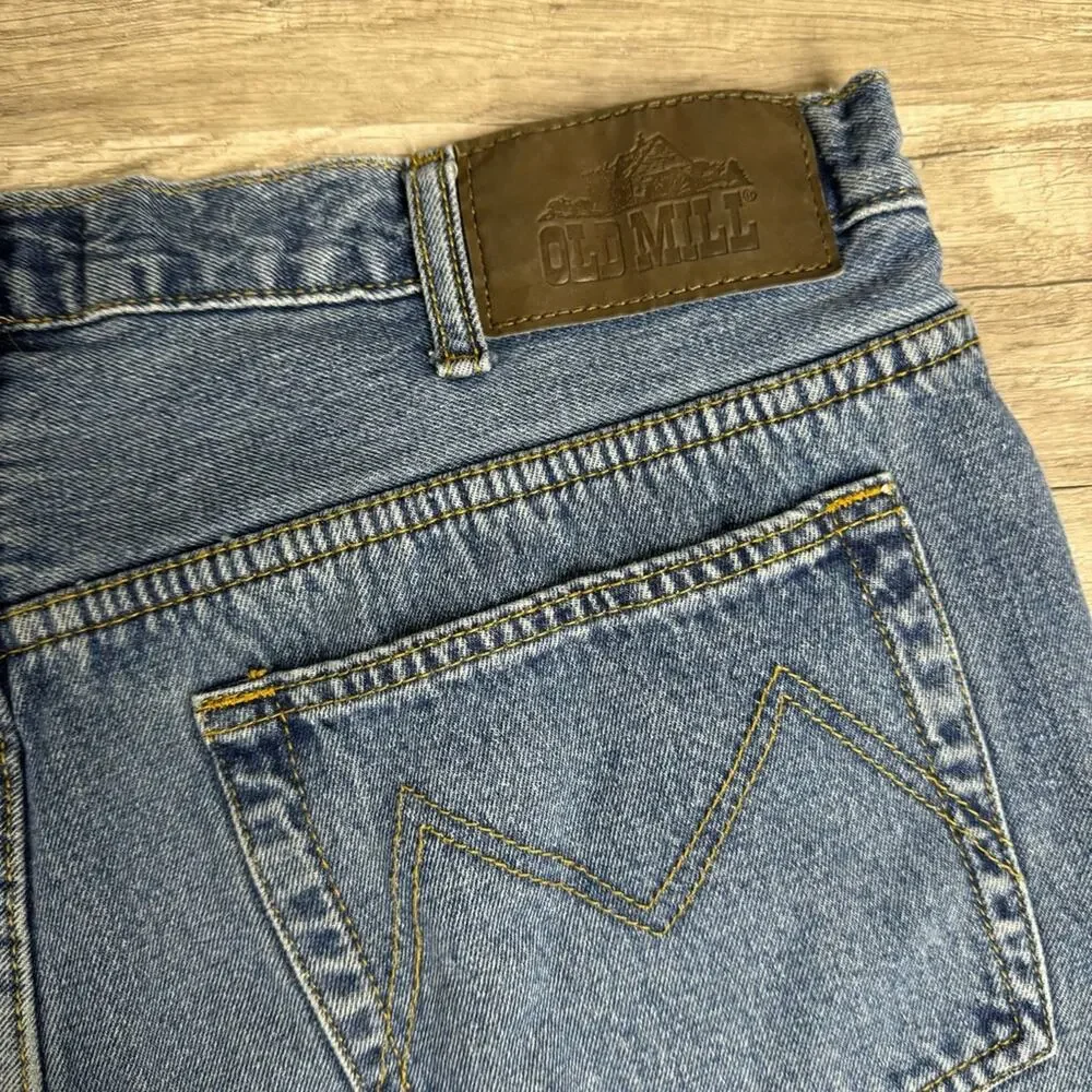 37X28.5 Vintage Fleece Lined Jeans Gropcore Winter Workwear Old Mill
